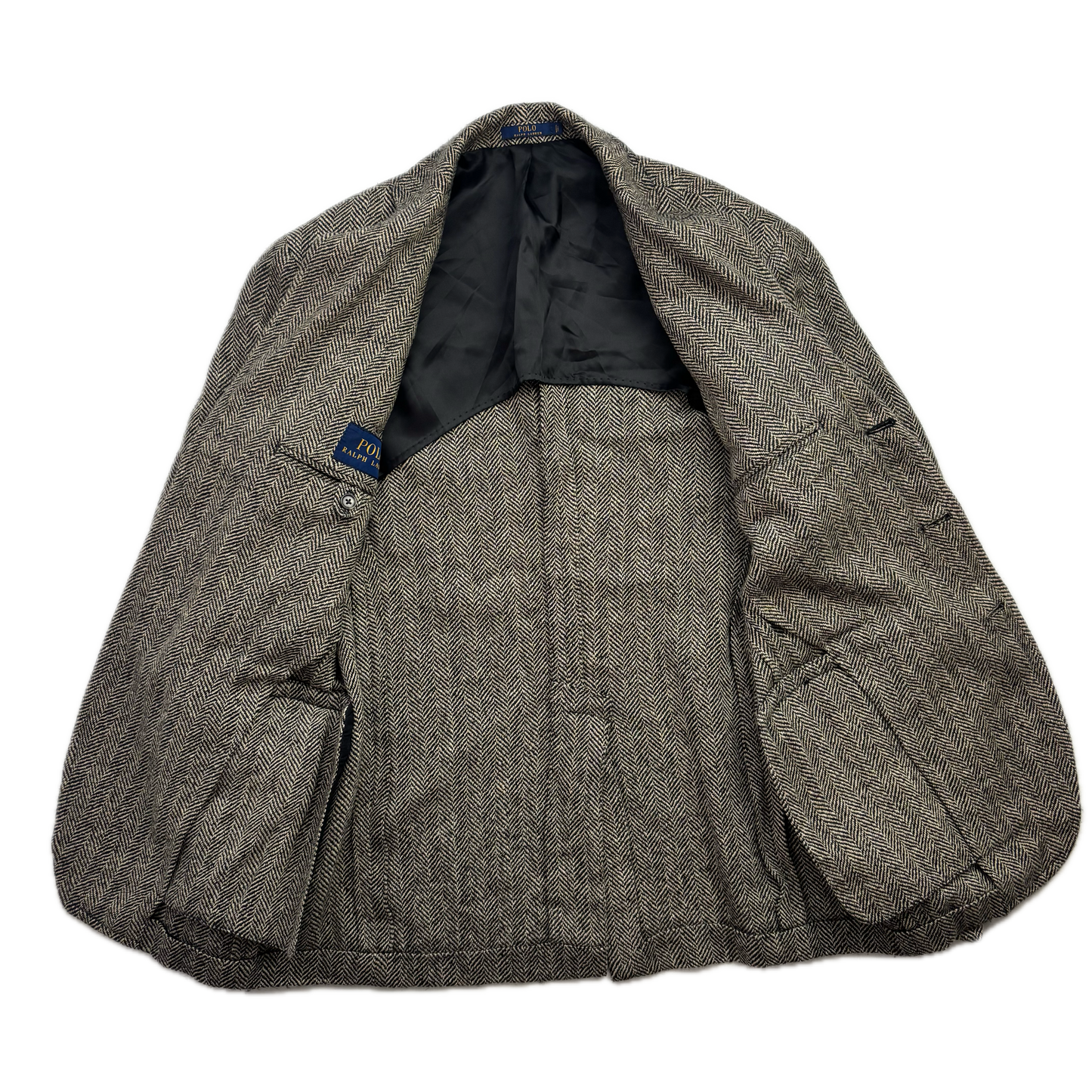 Polo Ralph Lauren Grey Herringbone Blazer Sports Coat (Linen Silk Wool) - 40R