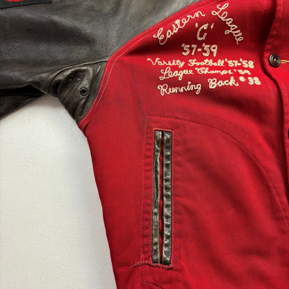 Polo Ralph Lauren Thompson Bulldog Leather Football Varsity Leather Letterman Jacket - S