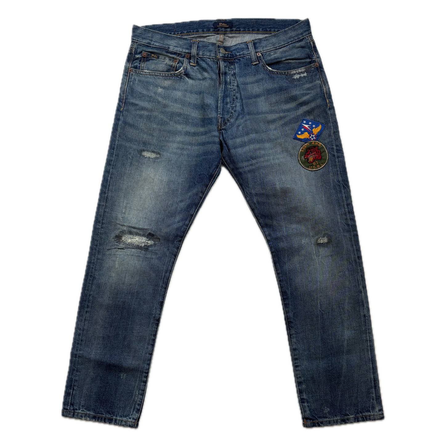 Polo Ralph Lauren Sullivan Slim Jeans 229th Tiger Patch Distressed - 34x30