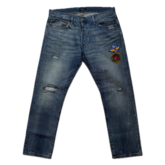 Polo Ralph Lauren Sullivan Slim Jeans 229th Tiger Patch Distressed - 34x30