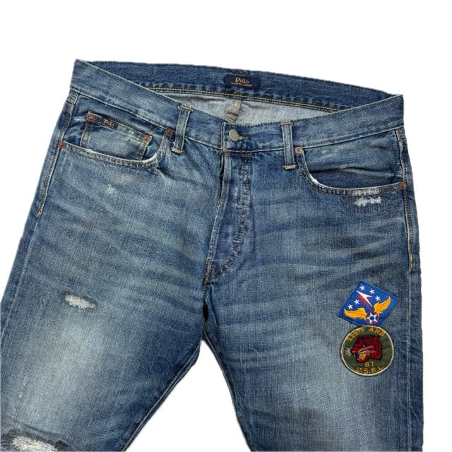 Polo Ralph Lauren Sullivan Slim Jeans 229th Tiger Patch Distressed - 34x30