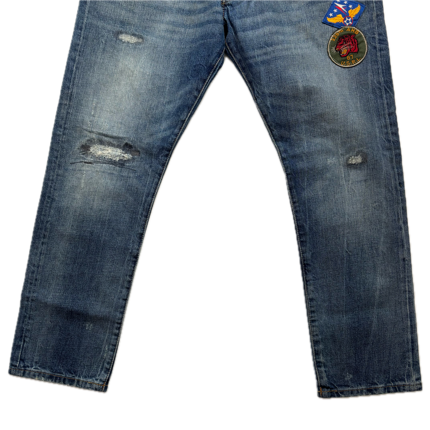 Polo Ralph Lauren Sullivan Slim Jeans 229th Tiger Patch Distressed - 34x30