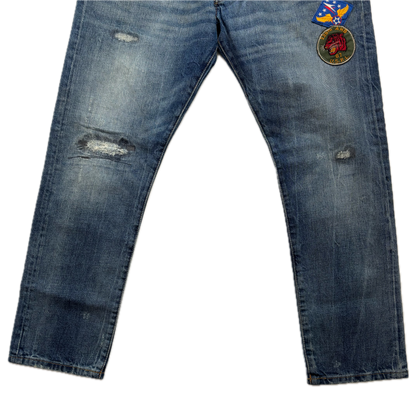 Polo Ralph Lauren Sullivan Slim Jeans 229th Tiger Patch Distressed - 34x30