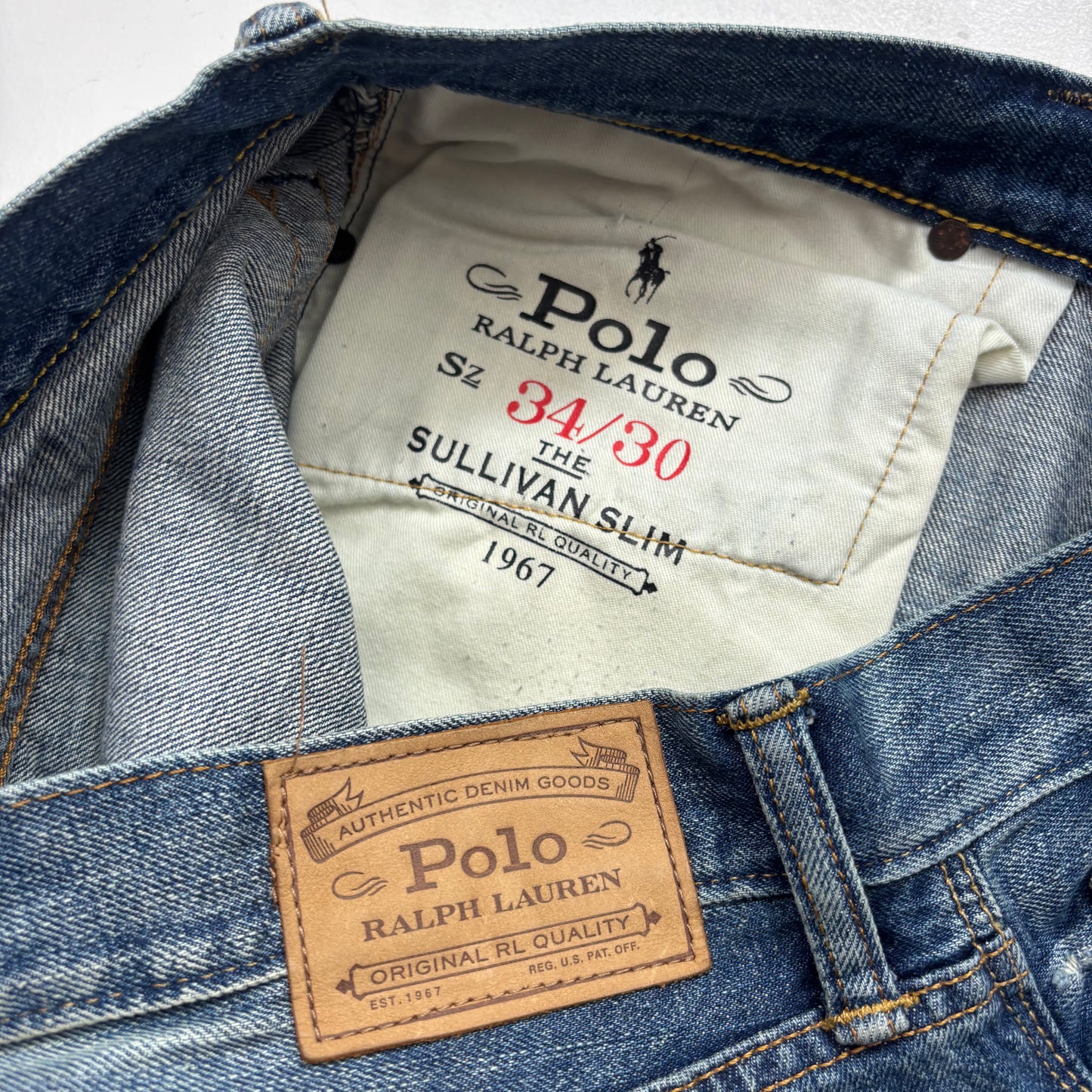 Polo Ralph Lauren Sullivan Slim Jeans 229th Tiger Patch Distressed - 34x30