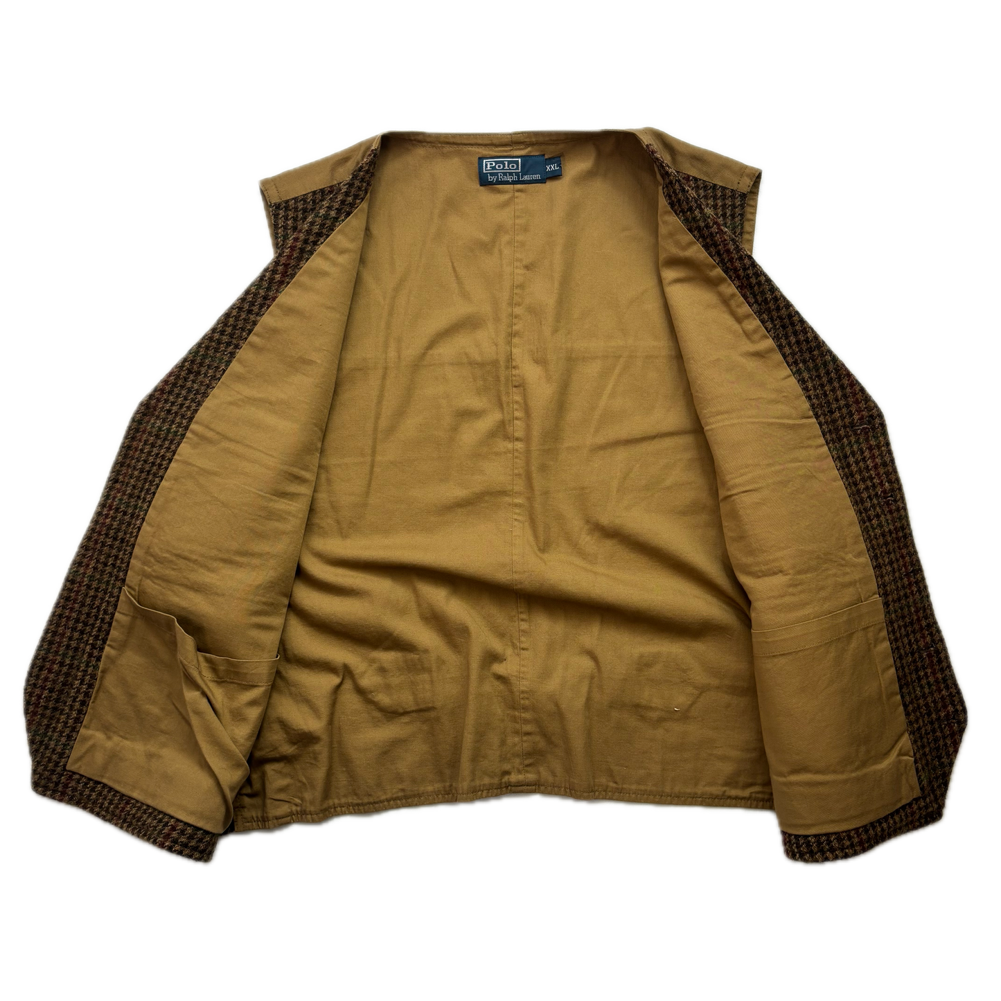 Polo Ralph Lauren Brown Tweed Houndstooth Utility Waistcoat (Wool) - XXL