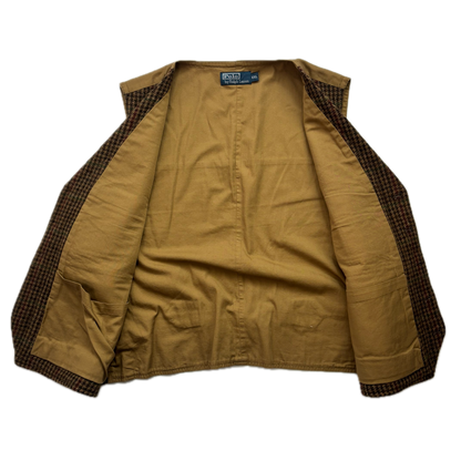 Polo Ralph Lauren Brown Tweed Houndstooth Utility Waistcoat (Wool) - XXL