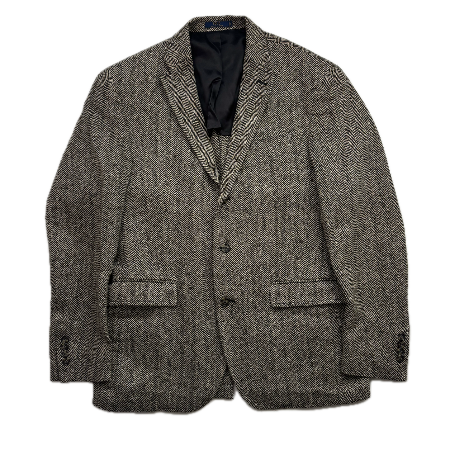 Polo Ralph Lauren Grey Herringbone Blazer Sports Coat (Linen Silk Wool) - 42R