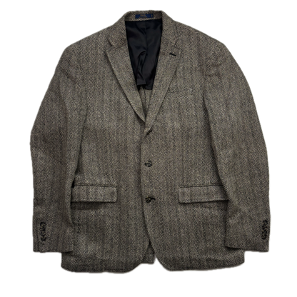 Polo Ralph Lauren Grey Herringbone Blazer Sports Coat (Linen Silk Wool) - 42R
