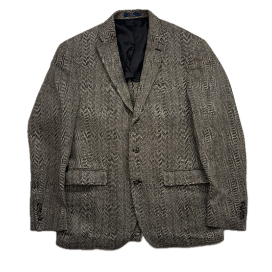Polo Ralph Lauren Grey Herringbone Blazer Sports Coat (Linen Silk Wool) - 42R