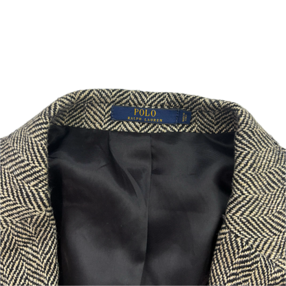 Polo Ralph Lauren Grey Herringbone Blazer Sports Coat (Linen Silk Wool) - 42R