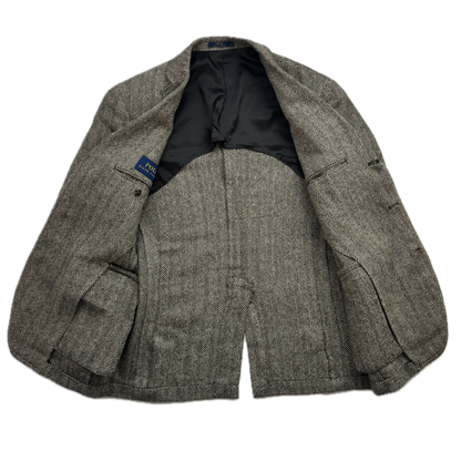 Polo Ralph Lauren Grey Herringbone Blazer Sports Coat (Linen Silk Wool) - 42R