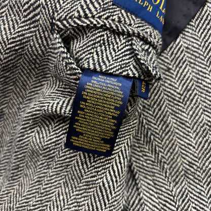 Polo Ralph Lauren Grey Herringbone Blazer Sports Coat (Linen Silk Wool) - 42R