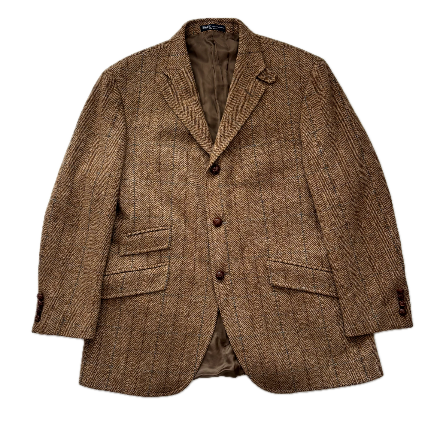 Polo Ralph Lauren Brown Tweed Hacking Blazer Herringbone (Wool) - 44R