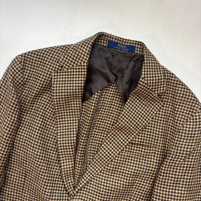 Polo Ralph Lauren Brown Houndstooth Blazer Sports Coat (Linen) - 42S