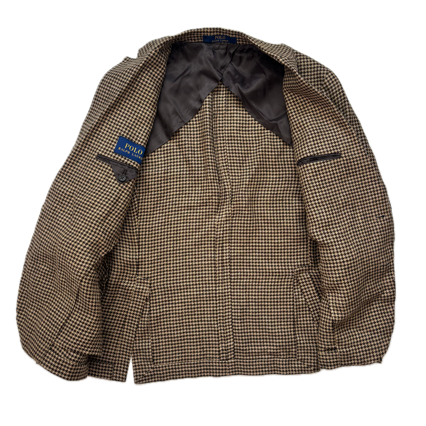 Polo Ralph Lauren Brown Houndstooth Blazer Sports Coat (Linen) - 42S