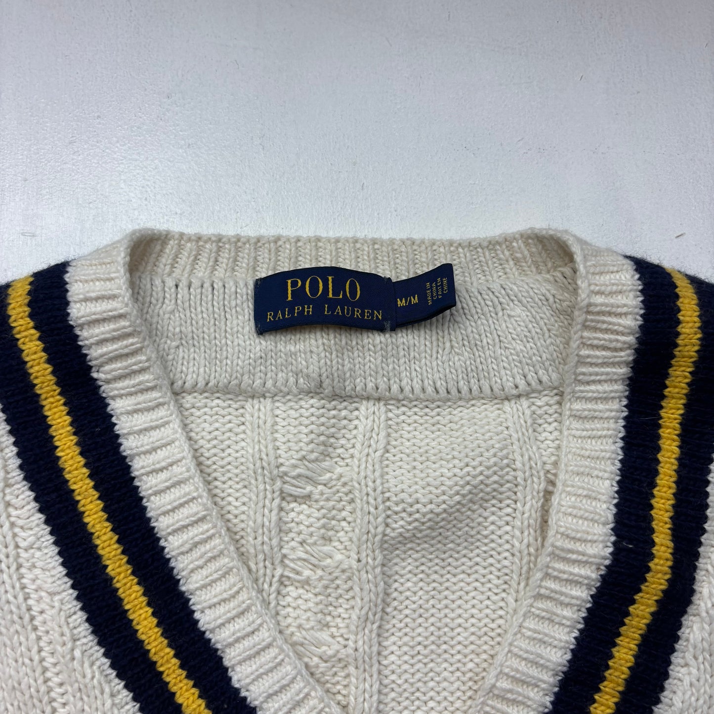 Polo Ralph Lauren Cream Cricket Jumper Cableknit (Cotton Cashmere)- M