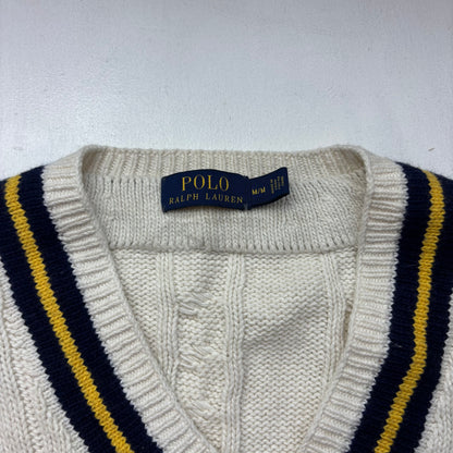 Polo Ralph Lauren Cream Cricket Jumper Cableknit (Cotton Cashmere)- M
