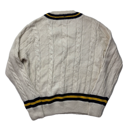 Polo Ralph Lauren Cream Cricket Jumper Cableknit (Cotton Cashmere)- M