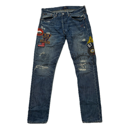 Polo Ralph Lauren Sullivan Slim Jeans Mountain Expedition Patch Distressed - 31x32