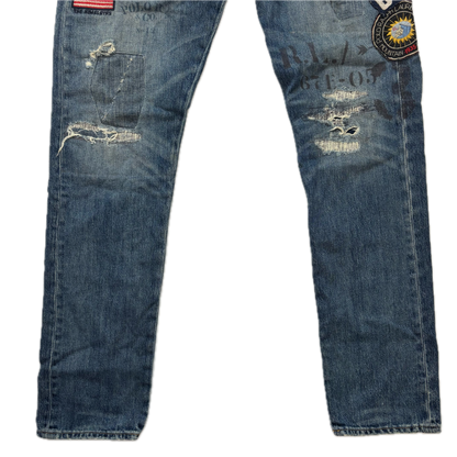 Polo Ralph Lauren Sullivan Slim Jeans Mountain Expedition Patch Distressed - 31x32