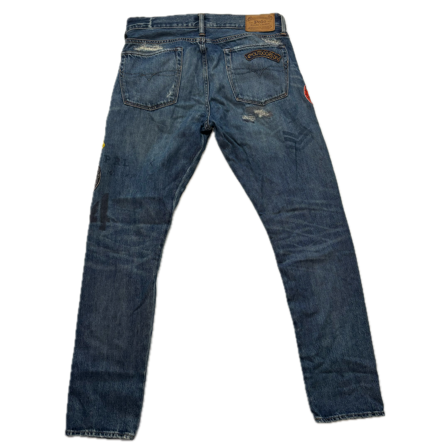 Polo Ralph Lauren Sullivan Slim Jeans Mountain Expedition Patch Distressed - 31x32
