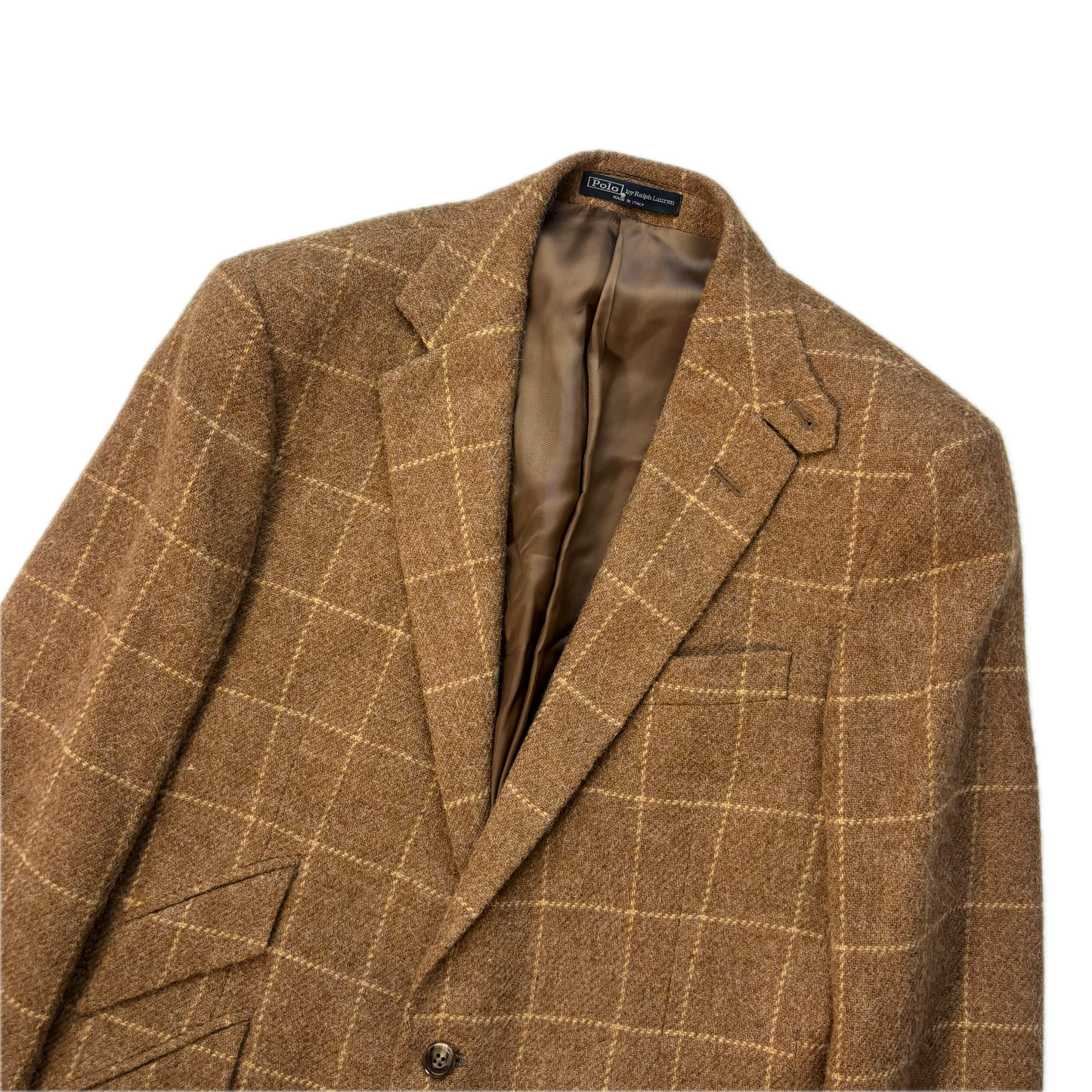 Polo Ralph Lauren Brown Tweed Hacking Bradford Blazer Windowpane (Wool Alpaca) - 38R