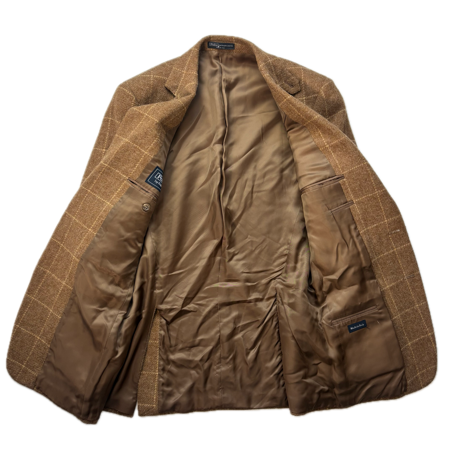 Polo Ralph Lauren Brown Tweed Hacking Bradford Blazer Windowpane (Wool Alpaca) - 38R