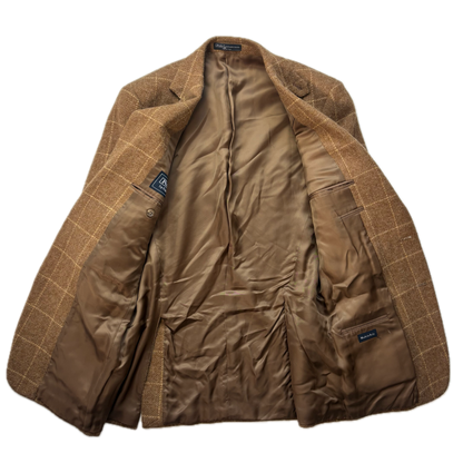 Polo Ralph Lauren Brown Tweed Hacking Bradford Blazer Windowpane (Wool Alpaca) - 38R