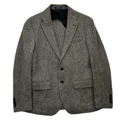 Polo Ralph Lauren Grey Herringbone Blazer Sports Coat (Wool Nylon) - 38S