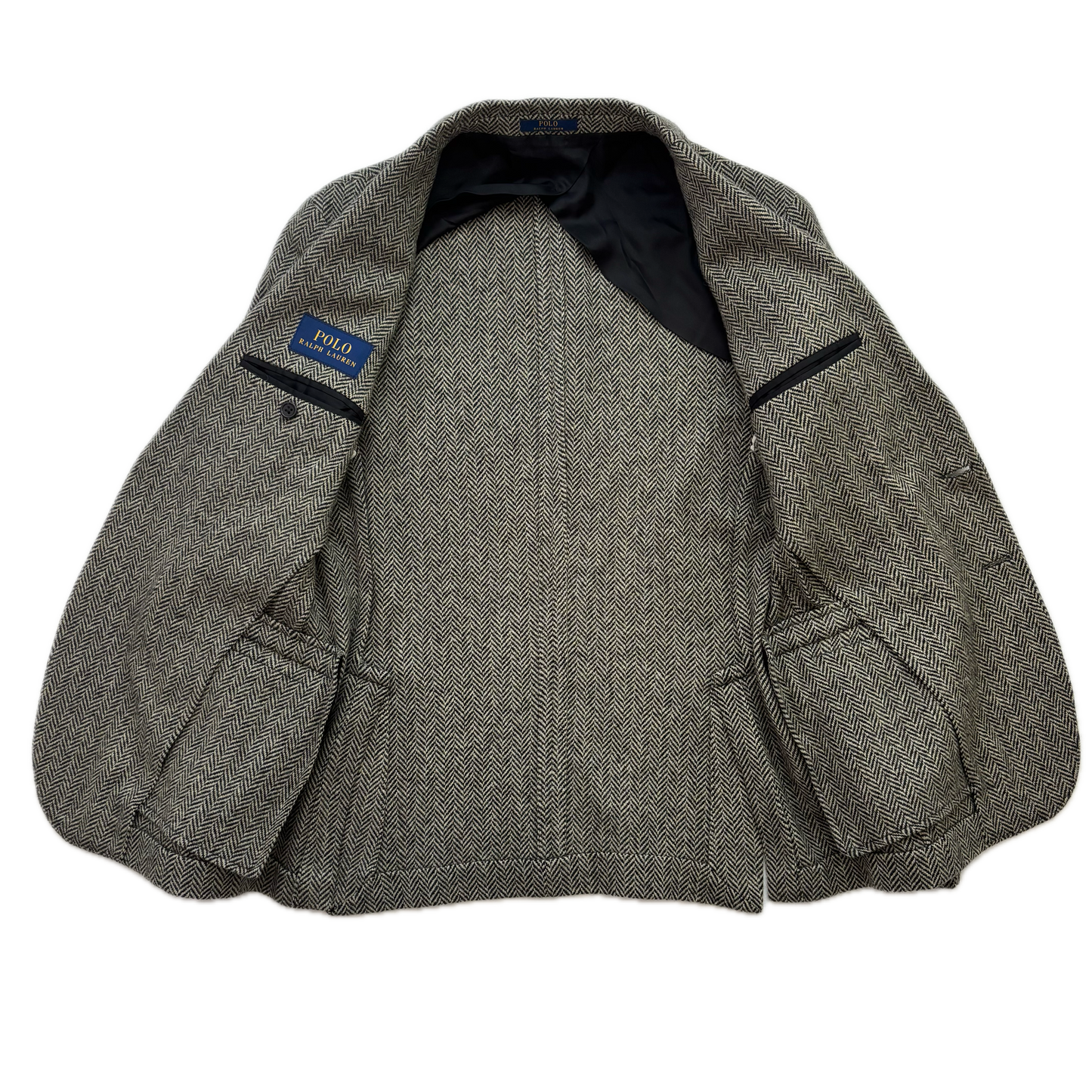 Polo Ralph Lauren Grey Herringbone Blazer Sports Coat (Wool Nylon) - 38S