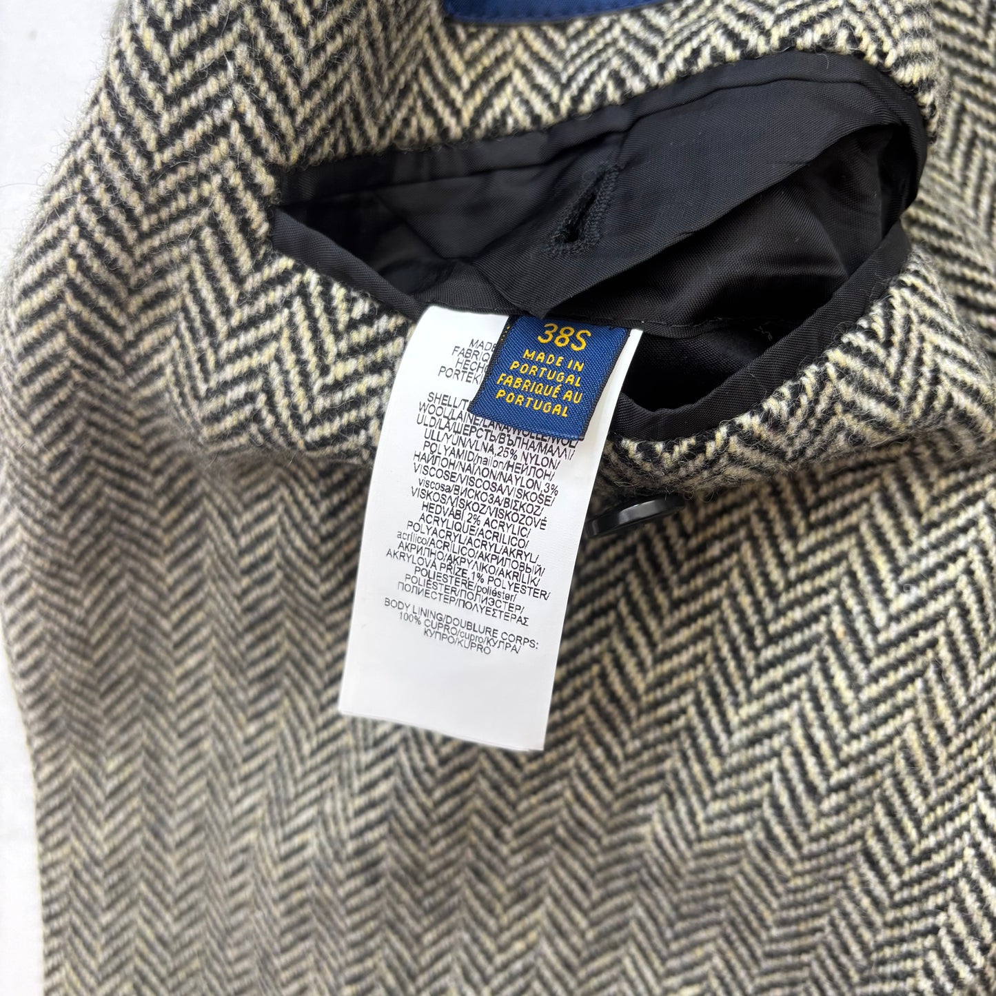 Polo Ralph Lauren Grey Herringbone Blazer Sports Coat (Wool Nylon) - 38S