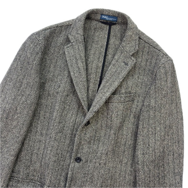 Polo Ralph Lauren Grey Herringbone Half Norfolk Blazer (Wool) - 44L