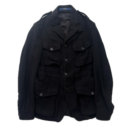 Polo Ralph Lauren Black Military Safari Sports Coat Blazer (Wool Cotton) - 36R