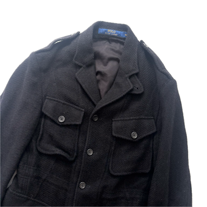 Polo Ralph Lauren Black Military Safari Sports Coat Blazer (Wool Cotton) - 36R