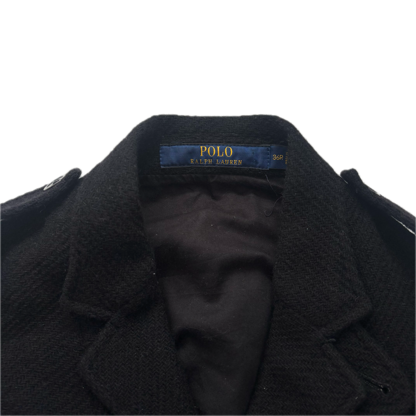 Polo Ralph Lauren Black Military Safari Sports Coat Blazer (Wool Cotton) - 36R