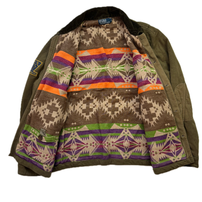 Polo Ralph Lauren Green Utility Jacket Mountain Expedition Aztec Lined - L