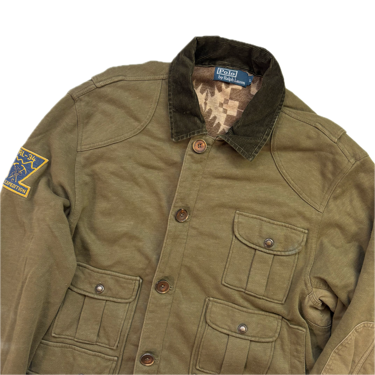 Polo Ralph Lauren Green Utility Jacket Mountain Expedition Aztec Lined - L