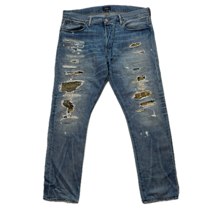 Polo Ralph Lauren Sullivan Slim Jeans Camo Patchwork Distressed - 36x32