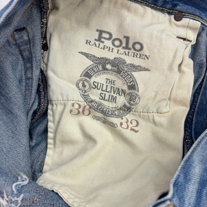 Polo Ralph Lauren Sullivan Slim Jeans Camo Patchwork Distressed - 36x32