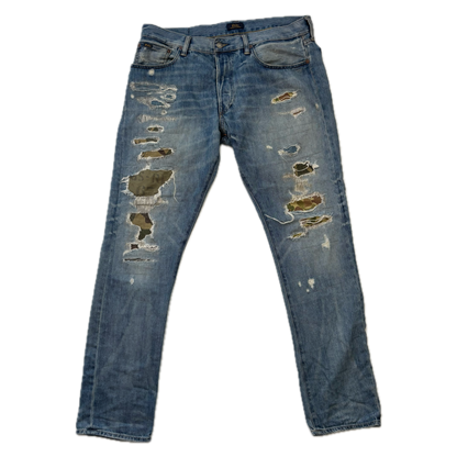 Polo Ralph Lauren Sullivan Slim Jeans Camo Patchwork Distressed - 34x32