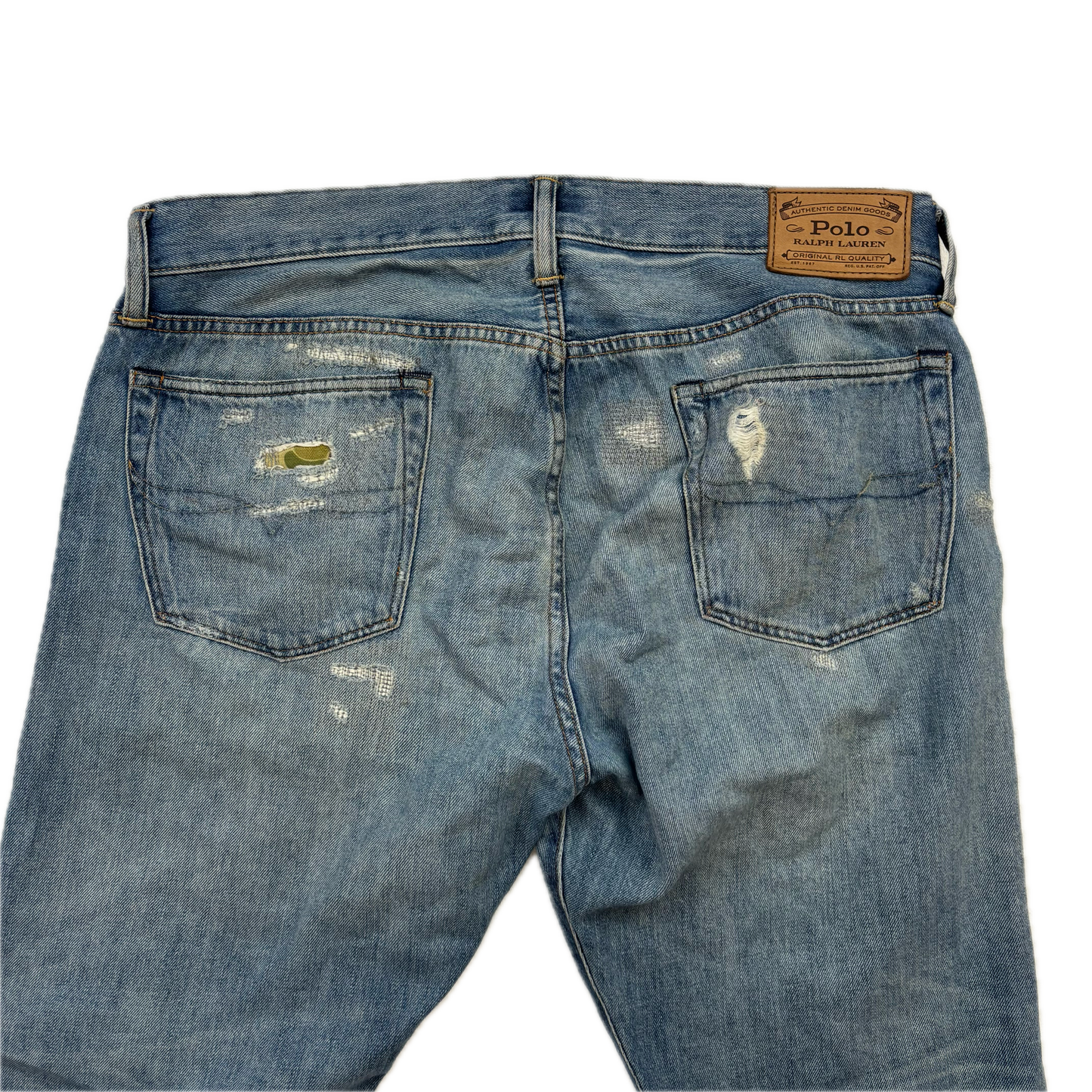 Polo Ralph Lauren Sullivan Slim Jeans Camo Patchwork Distressed - 34x32