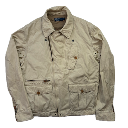 Polo Ralph Lauren Beige Aviator Bomber Jacket Cropped - L