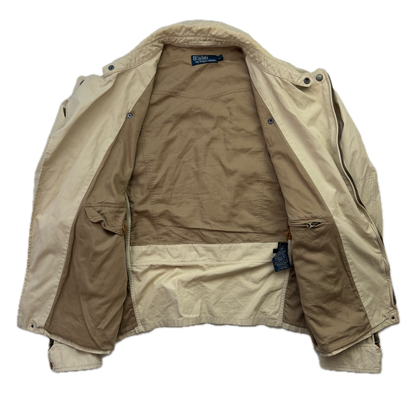 Polo Ralph Lauren Beige Aviator Bomber Jacket Cropped - L