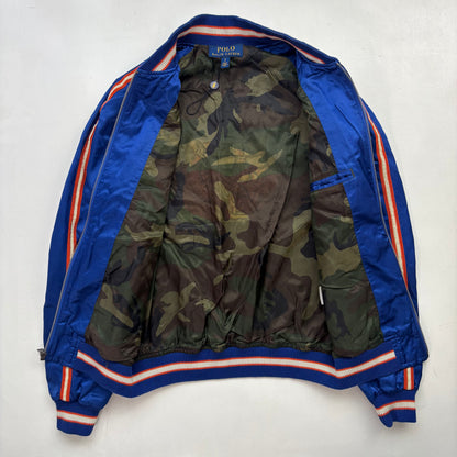 Polo Ralph Lauren Blue Satin Varsity Moon Shot Tigers Letterman Jacket - S