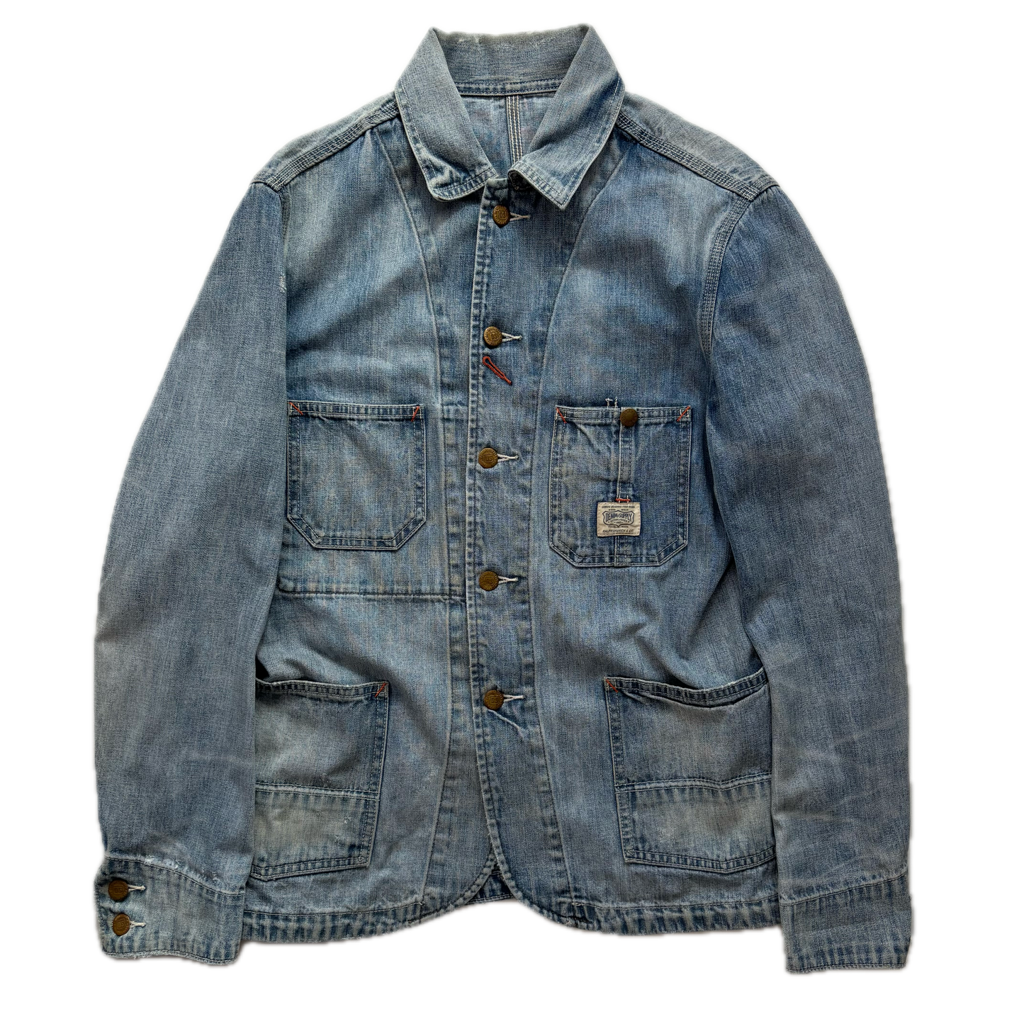 Denim & Supply Distressed Denim Engineer Jacket Railroad Workwear - S