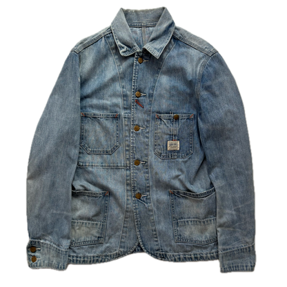 Denim & Supply Distressed Denim Engineer Jacket Railroad Workwear - S
