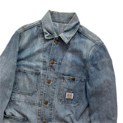 Denim & Supply Distressed Denim Engineer Jacket Railroad Workwear - S