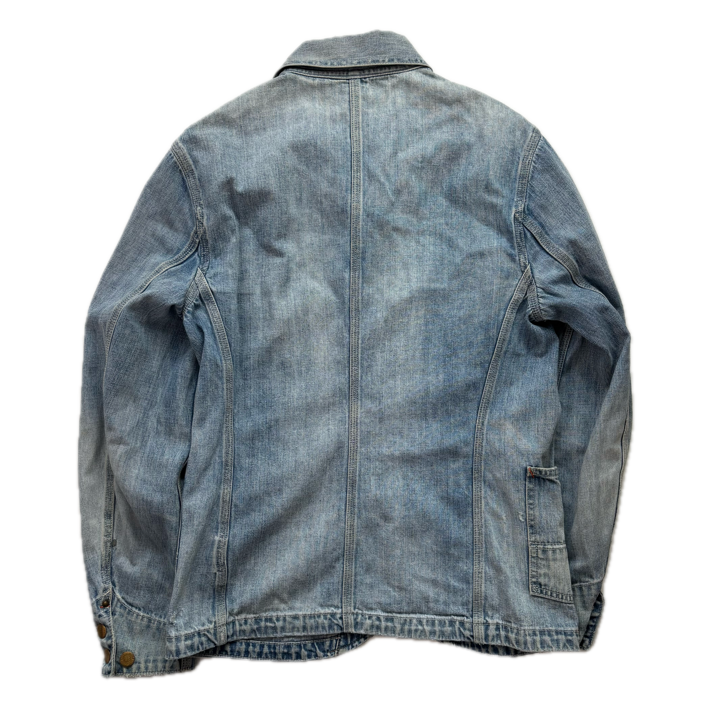 Denim & Supply Distressed Denim Engineer Jacket Railroad Workwear - S