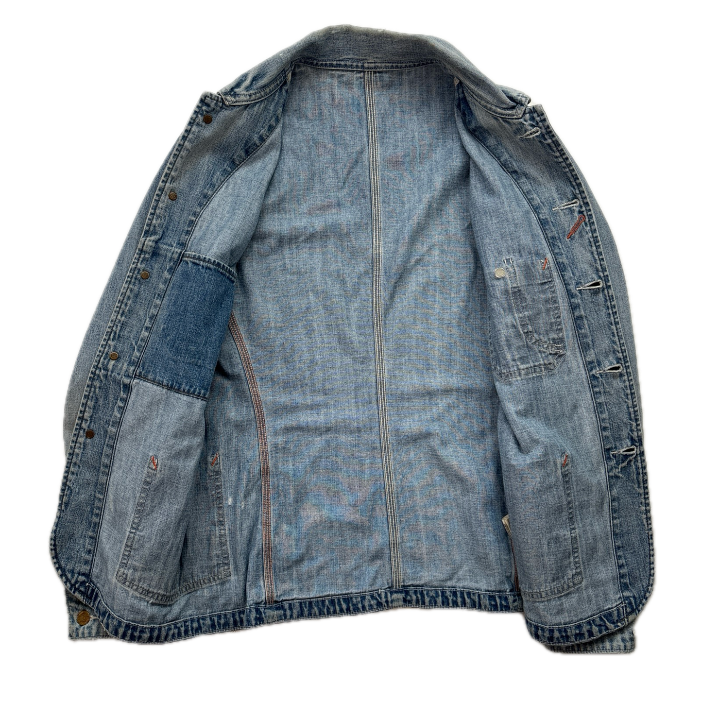 Denim & Supply Distressed Denim Engineer Jacket Railroad Workwear - S