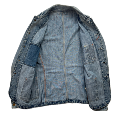 Denim & Supply Distressed Denim Engineer Jacket Railroad Workwear - S